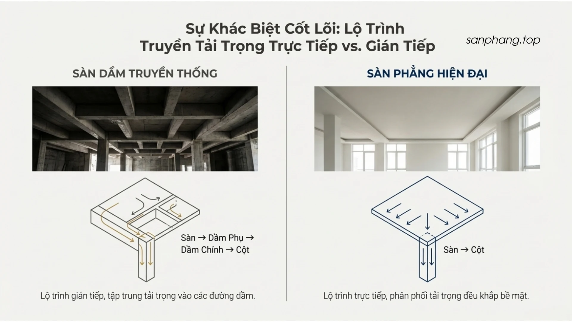 Nguyên lý chịu lực của sàn phẳng không dầm