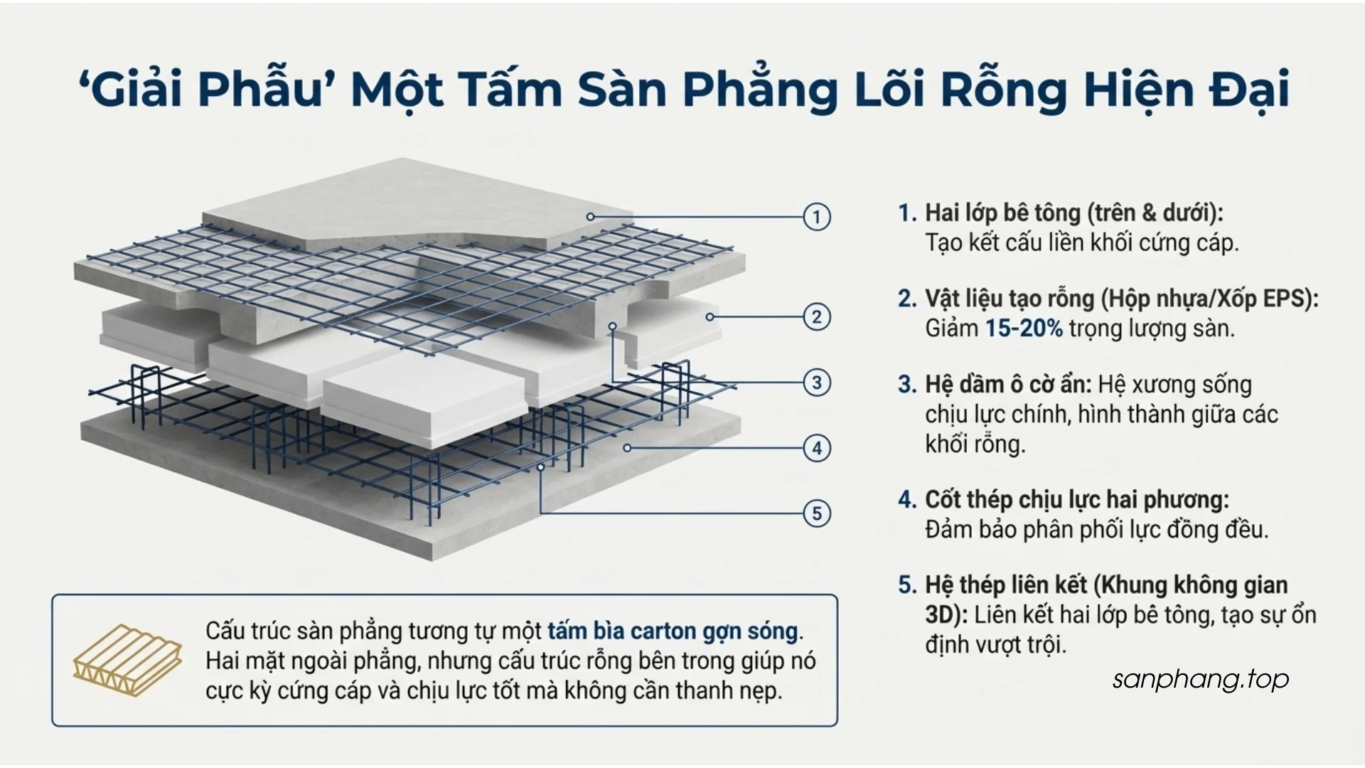 So sánh sàn phẳng không dầm và sàn có dầm