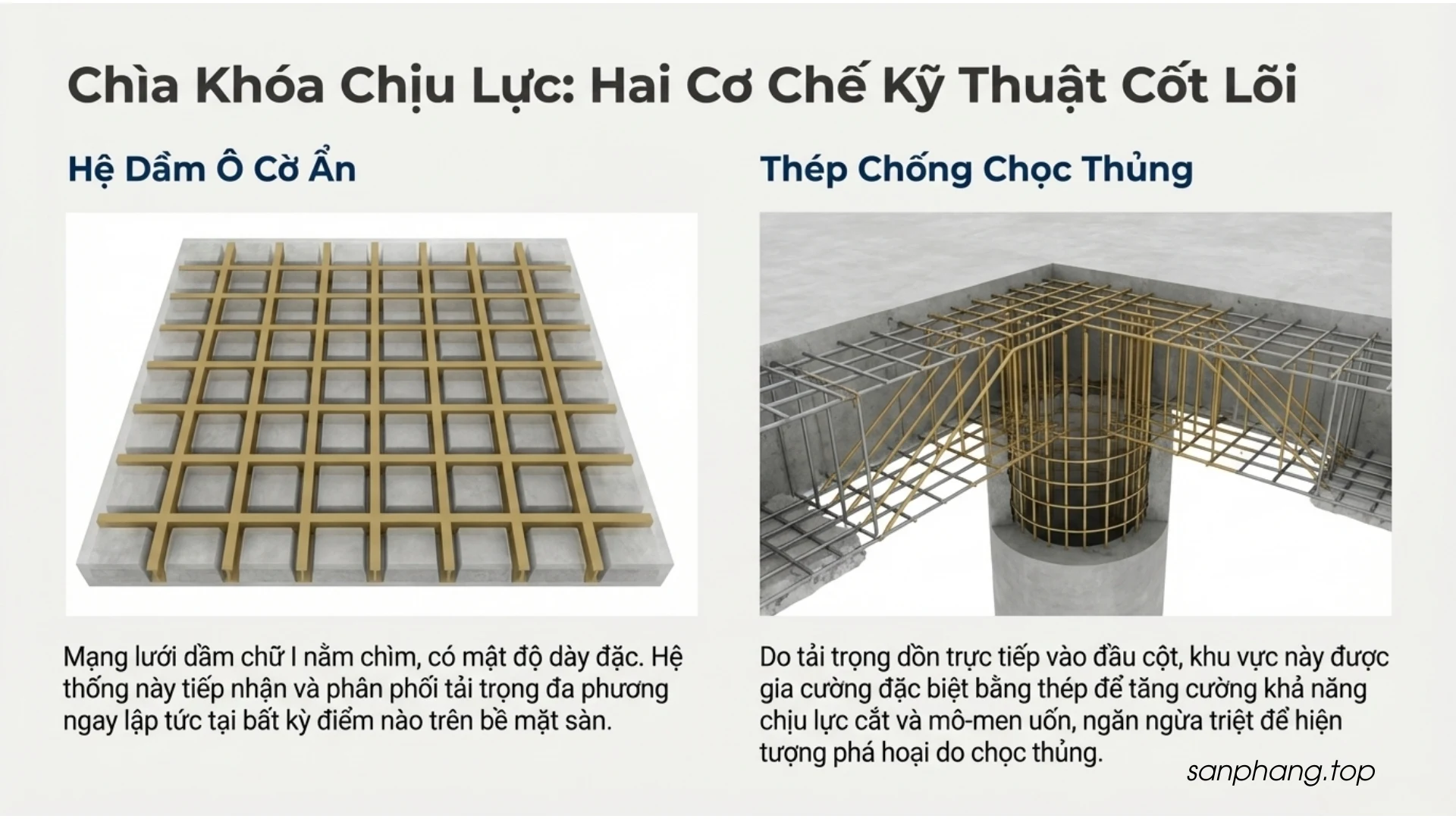 Chi tiết liên kết cột và sàn phẳng không dầm